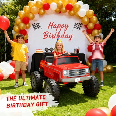 Chevrolet Cheyenne 24 Volt Ride on Toys with Remote, Ride on Truck for Big Kids 3-8 Years, Wisairt Power Car Wheels with 2 Seater, Red