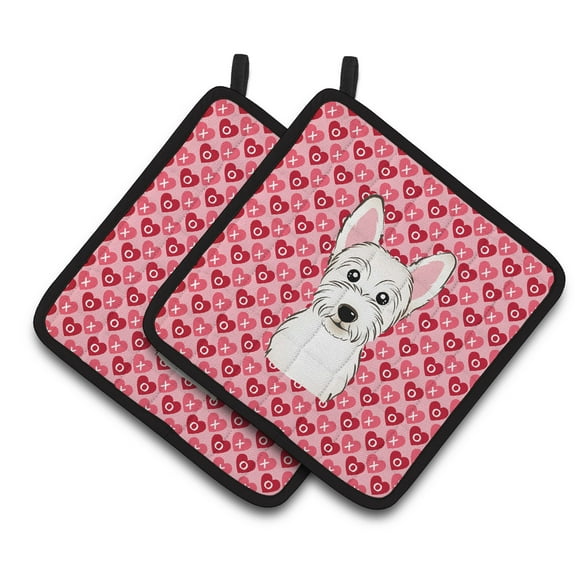 Westie Hearts Pair of Pot Holders