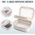 thumbnail image 4 of Clear Makeup Bag, Double Layers Clear Cosmetic Bag, Clear Toiletry Bag, Leather Clear Travel Bags Organizer with Zippers for Toiletries, 4 of 5