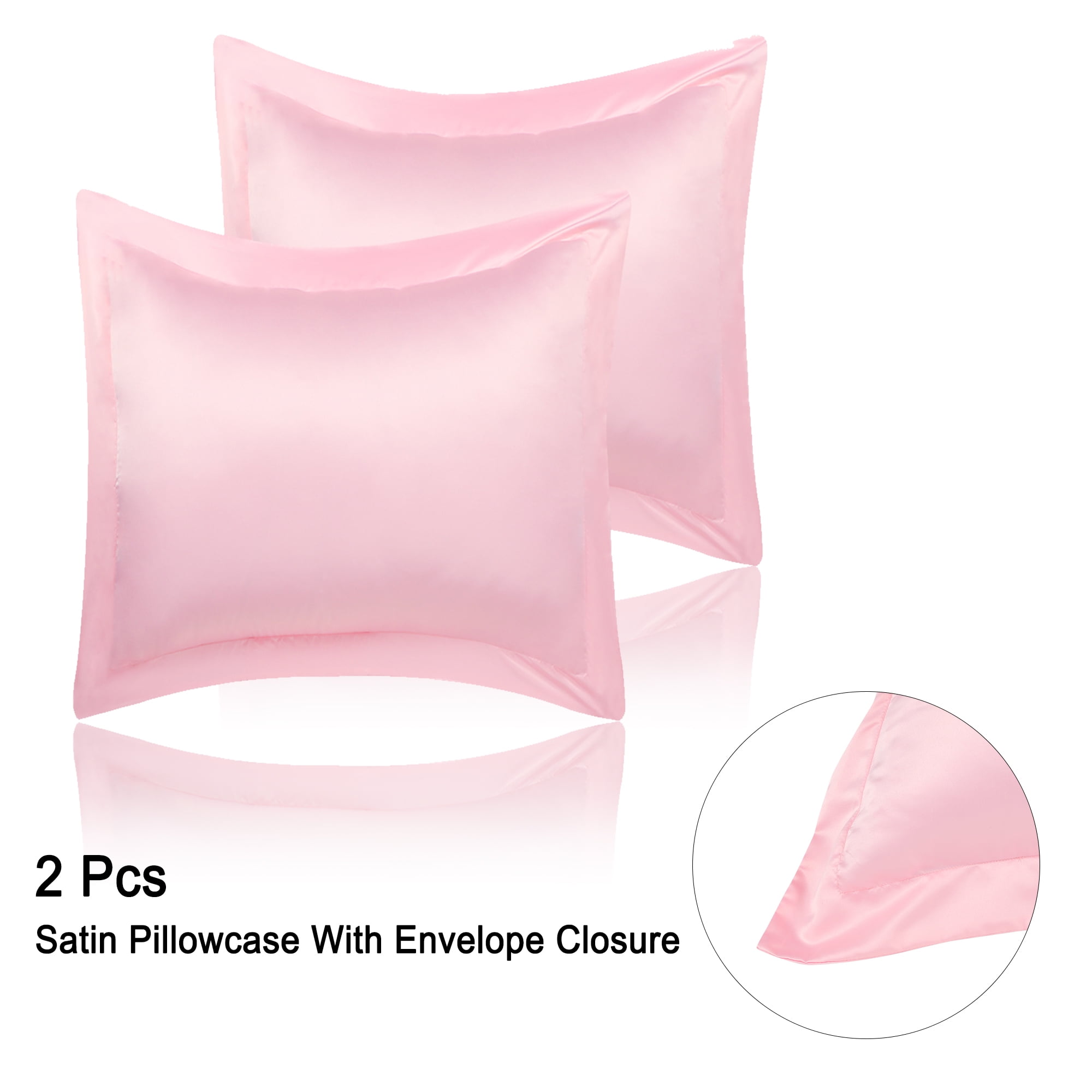 PiccoCasa Luxury Satin Pillowcases Set of 2, European(26"x 26") Peach