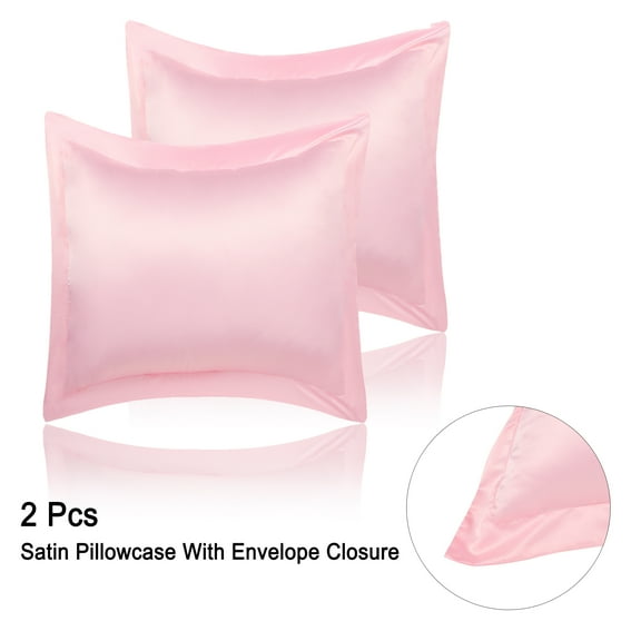 PiccoCasa Luxury Satin Pillowcases Set of 2, European(26"x 26") Peach