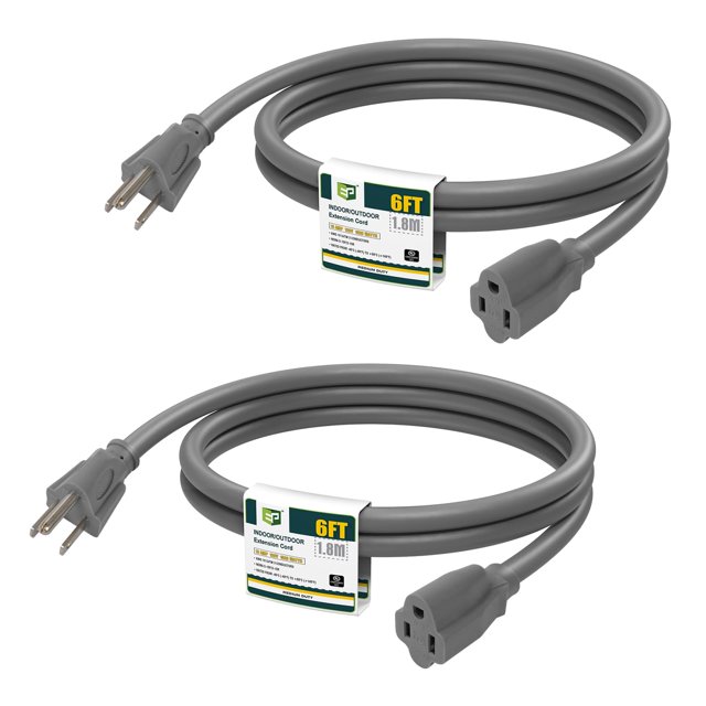 Cable de extensión para exteriores EP, 6 pies, 16/3, SJTW, 13 A, 1625 W, resistente al agua
