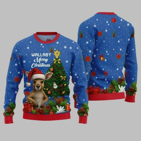 2025 Christmas Wallaby Merry Christmas Ugly Christmas Sweater