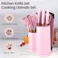 thumbnail image 2 of Kitchen Utensil Set, Kitchen Knife Set with Block & 11 PCS Cooking Utensils Set,Heat Resistant Silicone Utensils, 6 Piece Sharp Stainless Steel Chef Knives with Whisk and Cutting Board (White), 2 of 7