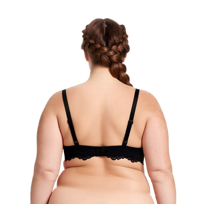 Curve Muse Women's Underwire Plus Size Push Up Add 1 and a Half Cup Lace Bras-2PK-Hot Pink,Black-46DD