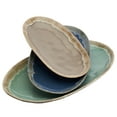 thumbnail image 2 of Tabletops Gallery 3 Piece Tuscan Stoneware Serving Trays Platters Set, Blue Teal Taupe, 2 of 6
