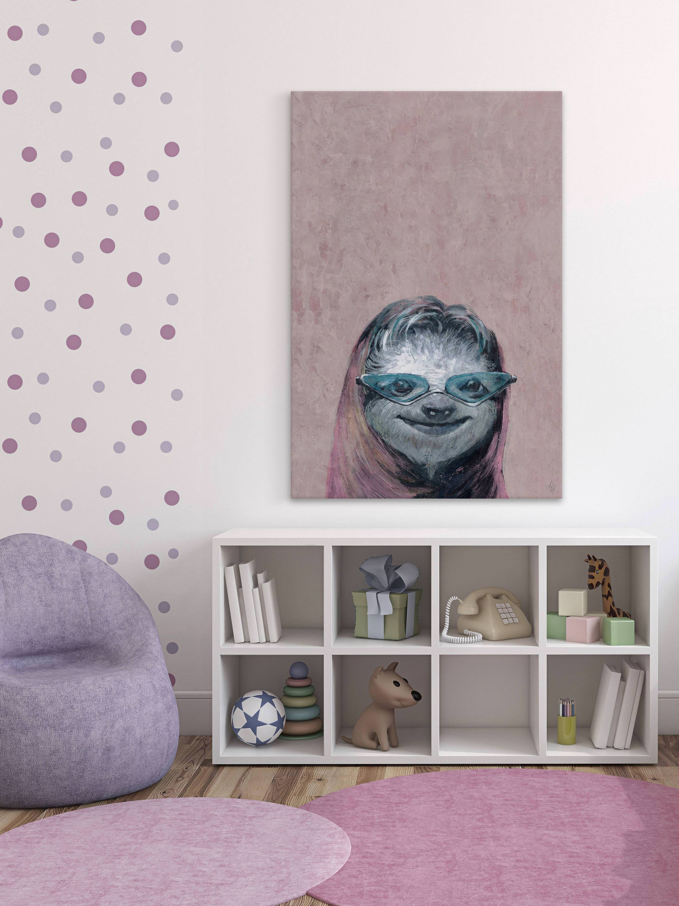 Cheeky Sloth Painting Print on Wrapped Canvas