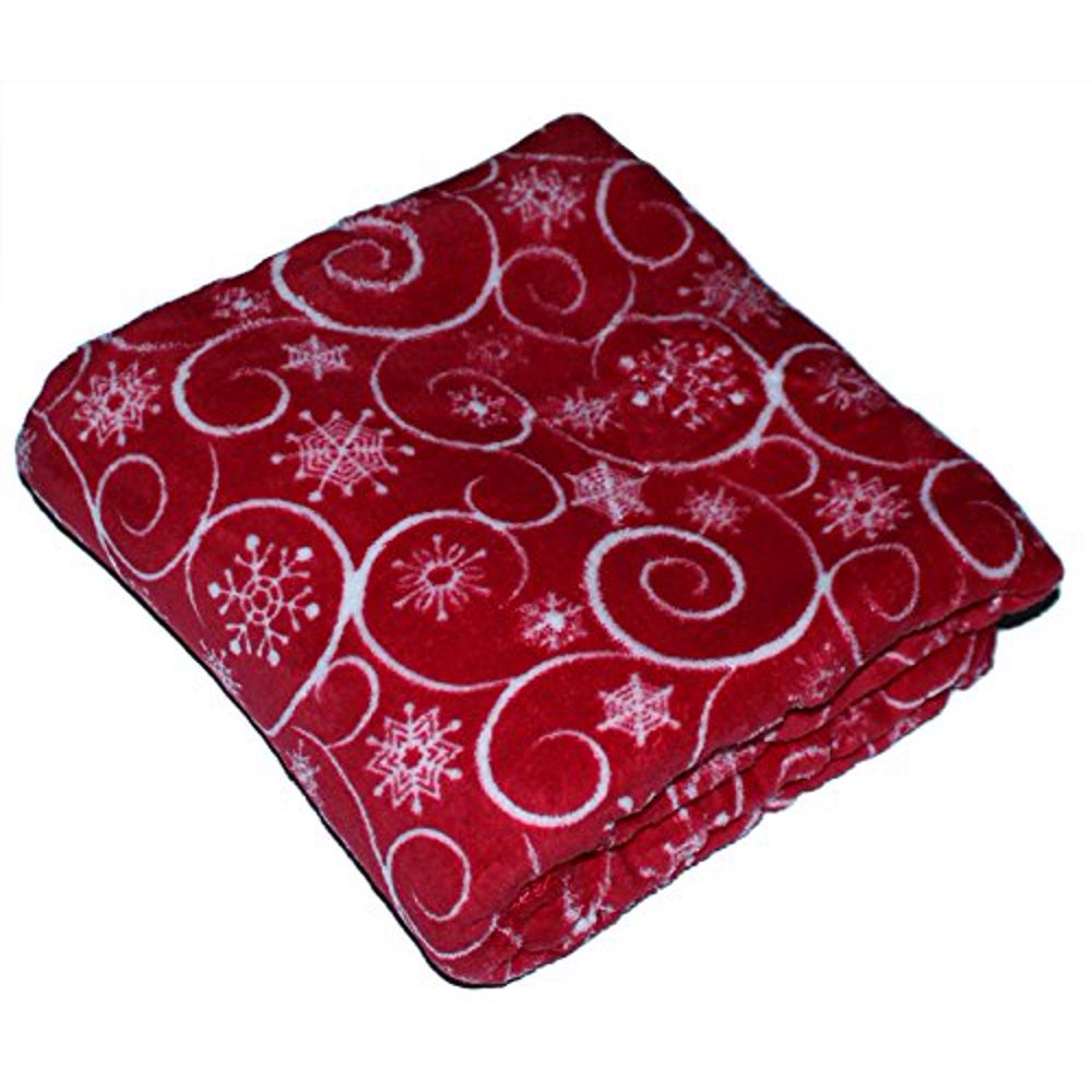 Luxury Soft Cozy Christmas Holiday Pattern Plush Snuggle Throw Soft Fleece Blanket (Red With
