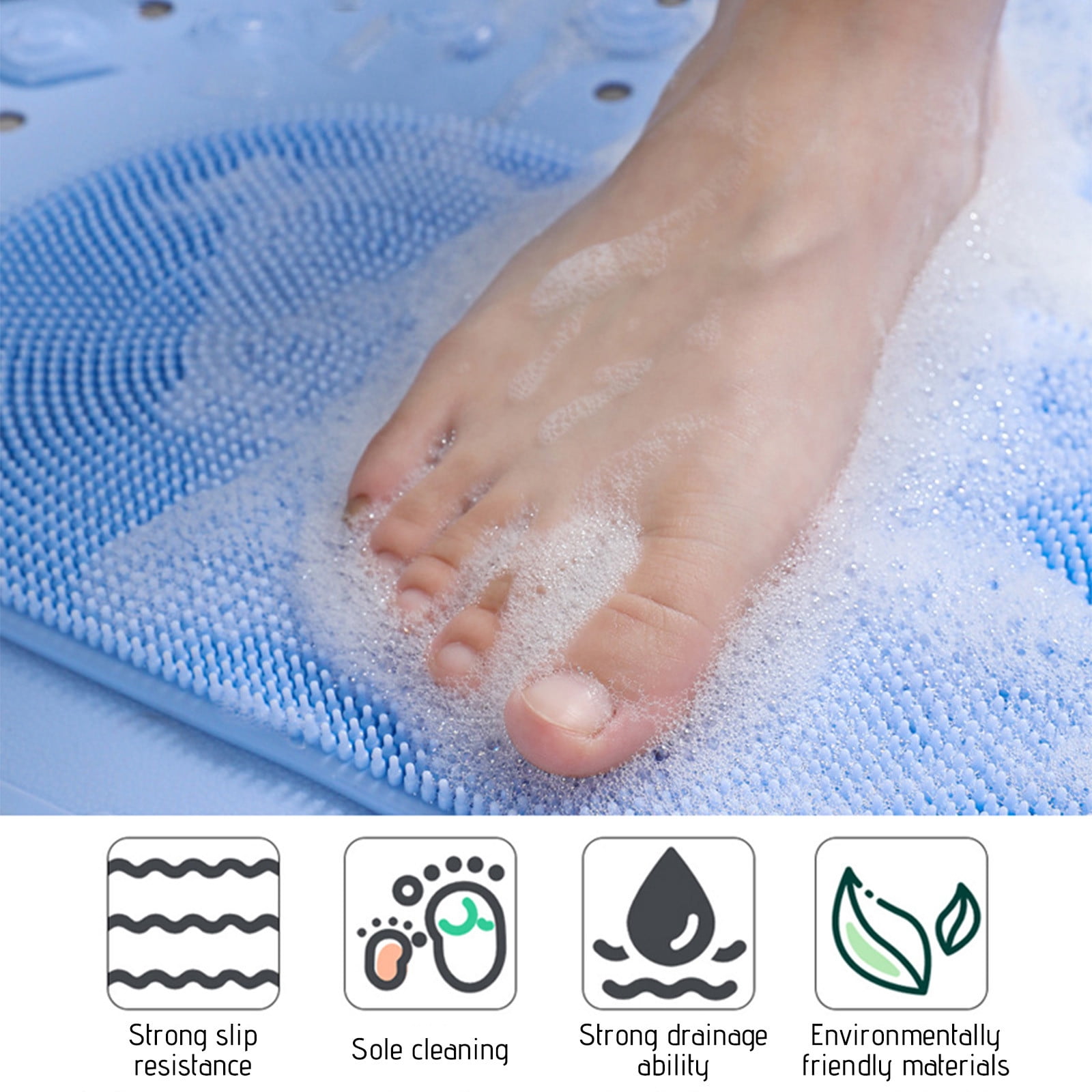 Vfedsrsge Memory Foam Bath Mat Large Size,Bathroom Rug Rubber Backing Non-slip Can Massage or Scrub The Soles of The Feet Bathroom Floor Mat Shower Rug in Front of The Bathtub,Blue