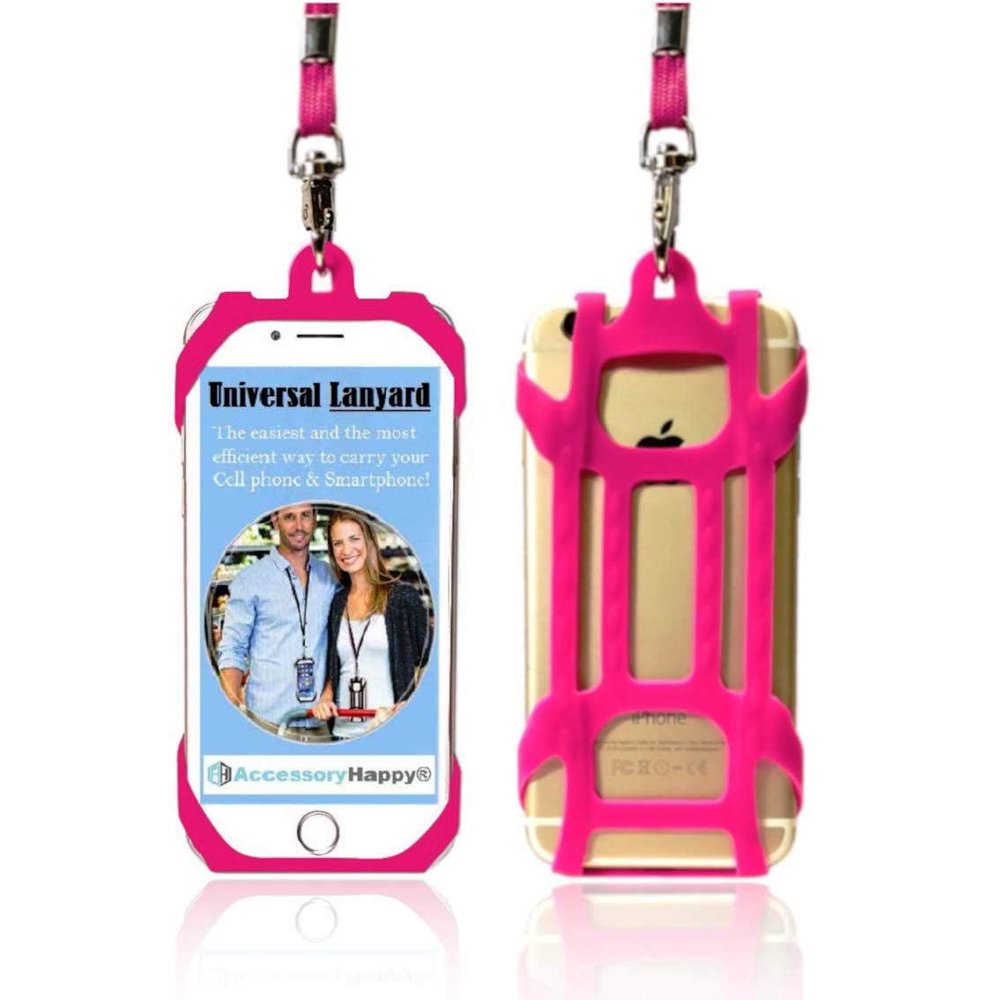 Pink Universal Lanyard & Card Holder, Cell Phone Tether Neck Strap
