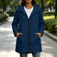 thumbnail image 6 of Nugftut Rain Jackets for Women Hooded Pockets Full ZipWaterproof Windbreaker Lightweight Rain Jackets,L, 6 of 8