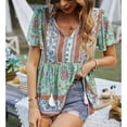 thumbnail image 2 of Camisa con estampado floral para mujer,Top informal floral con estampado floral en V para mujer Camisa floral con cuello en V para mujer Rendimiento inigualable, 2 of 6