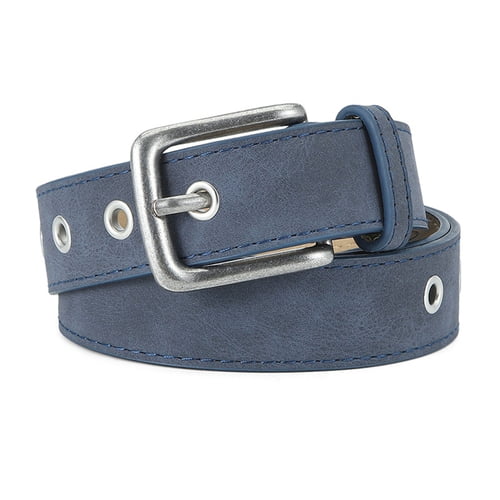 Skymirror Women Belt Matte Texture Solid Color Pin Buckle Belt Multi Holes Adjustable Length Faux Leather Waistband