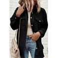 thumbnail image 7 of Women's Black Corduroy Flap Pocket Button Up Shacket - Cozy and Stylish Outerwear | [ZhiHiMeRi] | (US 20-22)2XL, 7 of 7