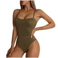 thumbnail image 5 of Womens Scoop Neck One Piece Swimsuit High Leg Ribbed Bathing Suits Hollow Side One-Piece Swimwear Sexy Monokini, 5 of 5