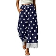 thumbnail image 2 of Bzdzmqm Women Plus Size Wide Leg Striped High Waisted Flowy Casual Lounge Pants Summer Beach Vacation Cropped Trousers Fashion Clothes, Dark Blue M, 2 of 8