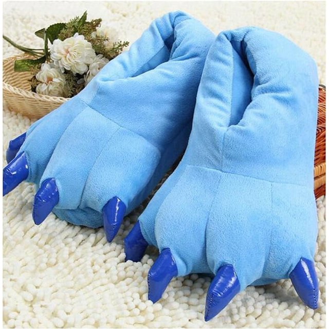Pantuflas de felpa suave unisex para casa, disfraz de animal, zapatos con garras y patas
