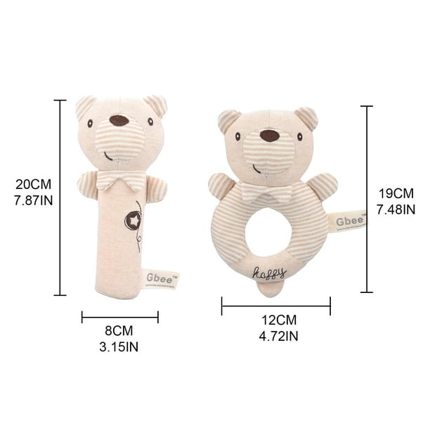 2Pcs Animal Shape Baby Rattle Soft Rattles Shaker for Baby Newborn Bear 
