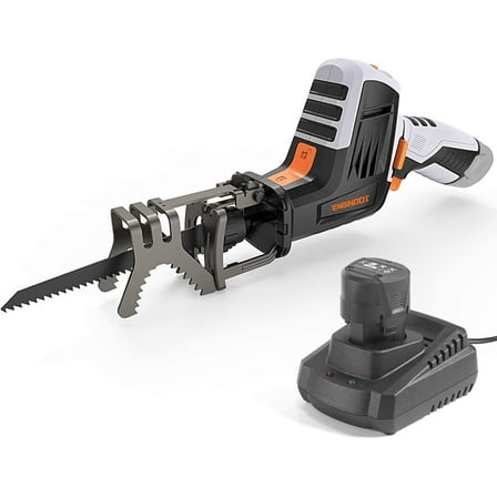 ENGINDOT 12V Cordless Reciprocating Saw with Clamping Jaw, One-Handed, Battery Indicator, Step-less Variable Speed, 1.5A Lithium-Ion Battery, 1 Hour Fast Charger - RES001