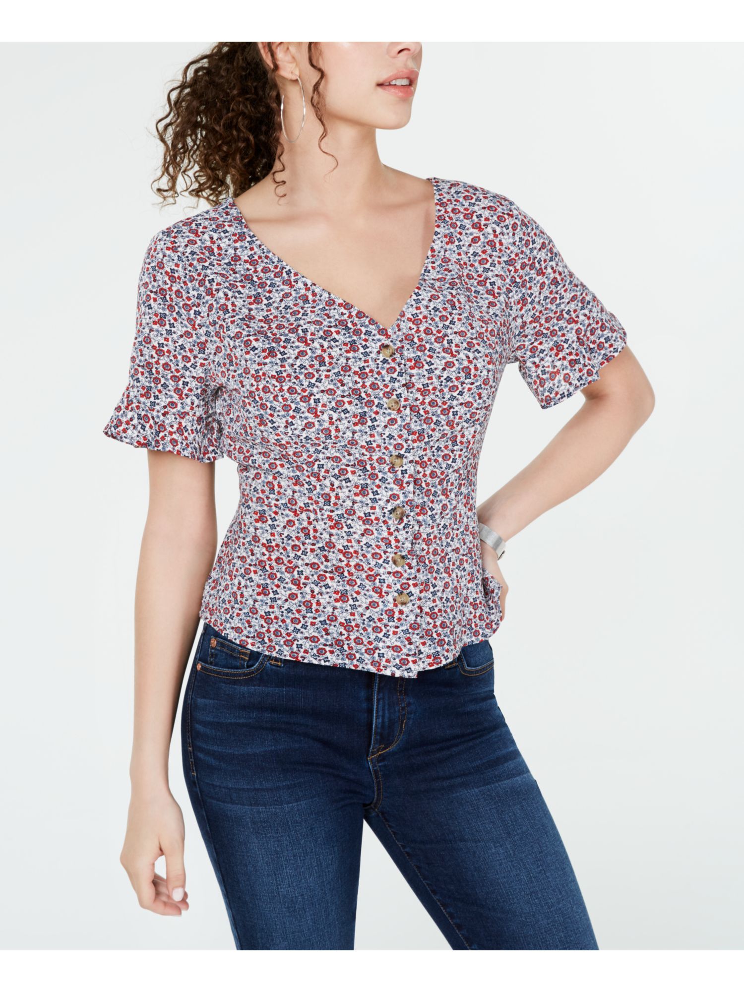 white v neck peplum top