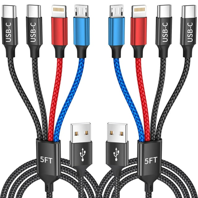 Cable de carga Idison 4 en 1 Multi USB-C para iPhone/Android de 5 pies