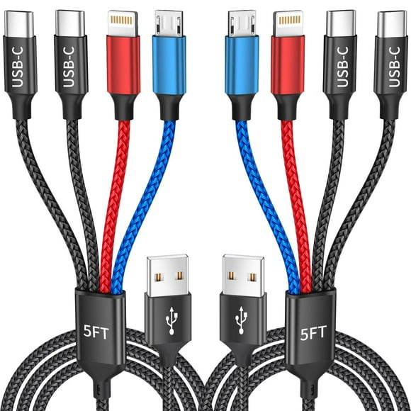 Cable de carga Idison 4 en 1 Multi USB-C para iPhone/Android de 5 pies