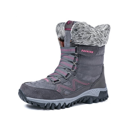 

Colisha Women s Waterproof Snow Boots Warm Faux Fur Lined Lace Up Mid Calf Boots US 4-11