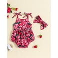thumbnail image 3 of Bagilaanoe Newborn Baby Girl Summer Rompers  Print Sleeveless Bodysuits + Headband 3M 6M 12M 18M Infant One Piece Jumpsuit, 3 of 7