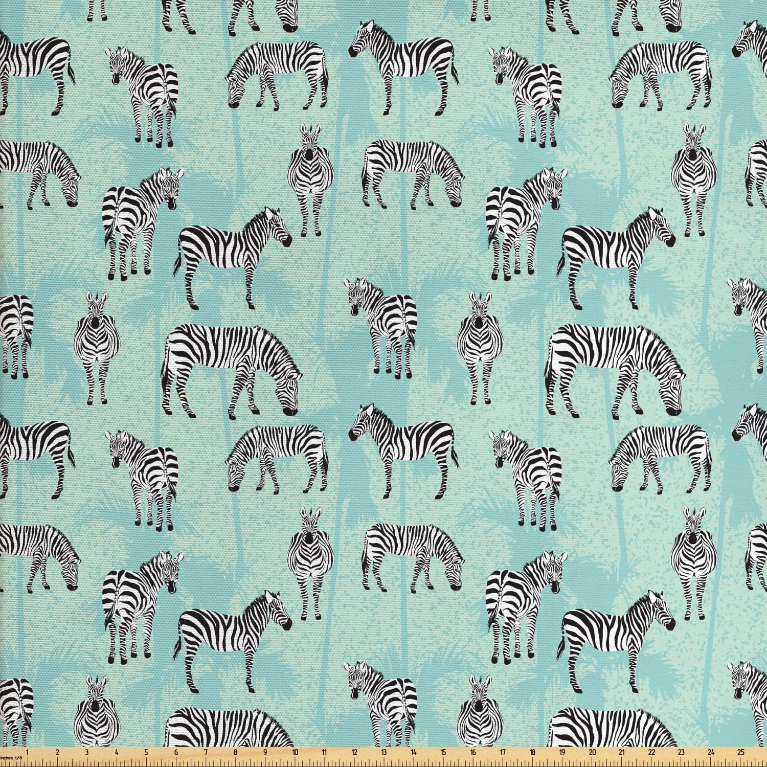 Zebra Fabric by The Yard, Striped Endemic Horse Fauna Palm Trees