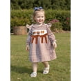 thumbnail image 4 of BemeyourBBs Toddler Baby Thanksgiving Outfit Kids Girls Smocked Dress Long Sleeve Crew Neck Plaid Embroidery Turkey Fall Dress Thanksgiving Clothes, 4 of 9