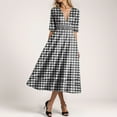 thumbnail image 2 of vigerkar Gingham V Neck Short Sleeve Dress for Women Summer Plaid Flowy Beach Vacation Midi Dresses Black, XL, 2 of 6