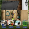 thumbnail image 2 of ModFusion Garden Resin Storage Shed, 35 cu ft, 2 Door, Lock, Metal Support Rod, Floor, Deck Box, for Trash Can, Brown, 2 of 11