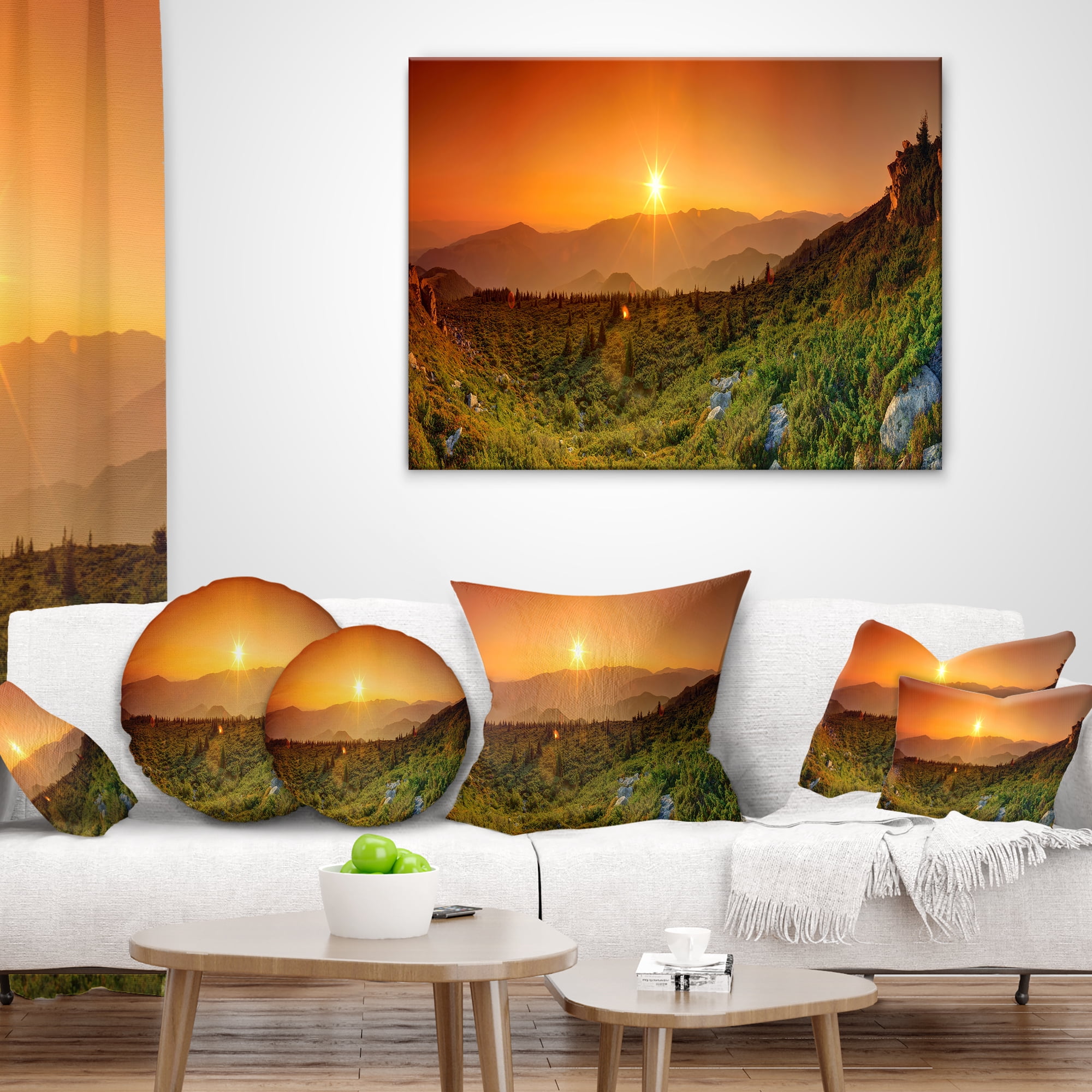 Designart Summer in Mountains Panorama - Abstract Throw Pillow - 18x18