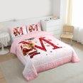 thumbnail image 4 of Manfei Red Initial M Letter Bedding Comforter Set, Kawaii Cartoon Santa Claus Twin Comforter Sets, Merry Christmas Reversible Bedding Set, Breathable Home Decor, 2pcs, 4 of 9