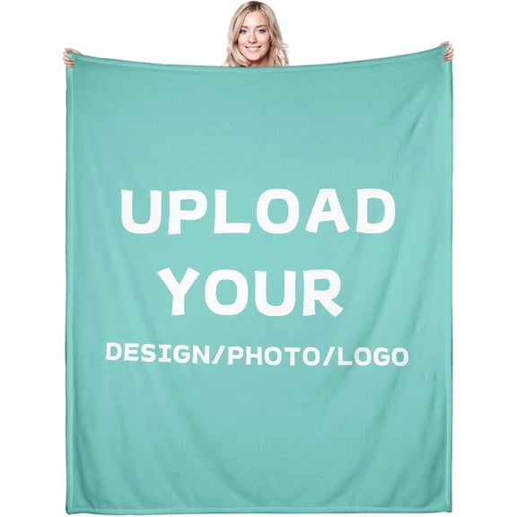 Custom Blanket with Photos Text Design Customized Blanket Personalized Flannel Throw Blankets for Adult 60"x50"