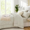 thumbnail image 5 of Flymme Full Size Comforter Sets 7 Pieces Bed in a Bag Khaki Bed Set Soft Microfiber Complete Bedding Sets with Stitch Quilted Comforter, Flat Sheet, Fitted Sheet, Pillowcases, 5 of 9