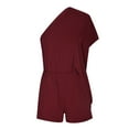 thumbnail image 4 of KBODIU Jumpsuits for Women Solid Color One Shoulder SLoose Fitting Casual One-piece Shorts Rompers Bodysuit for Women Wine L, 4 of 6