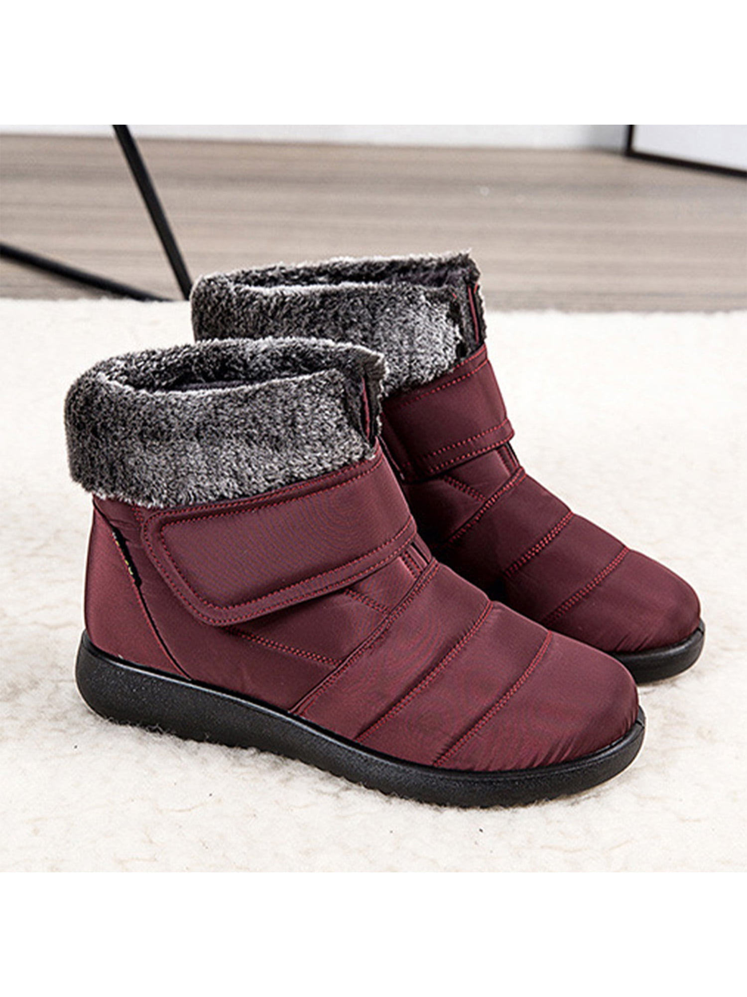 Details about   Womens Suede Snow Ankle Boots Fur Lining Shoes Casual Winter Warm Round Toe Chic