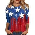 thumbnail image 2 of HAVUITYY Independence Day 3/4 Sleeve Sweaters for Womens, Plus Sized Fashion Flag Printed Crew-Neck Pullover, Women's Spring Going Out Tops for Gifts & Wear, 2 of 5