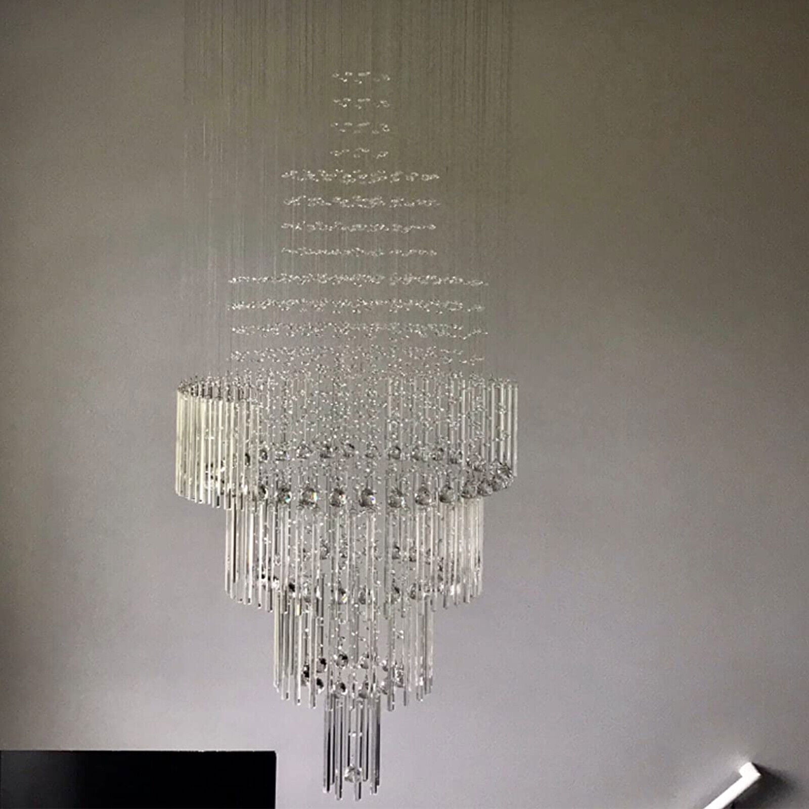 Modern Large Luxury Crystal Chandelier Lighting 18-Lights Raindrop Ceiling Light Luxury Chandelier Light Rain Drop Crystal Pendant Fixture Foyer Flush Mount Lamp