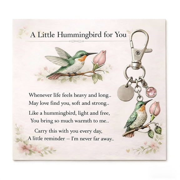 MMJ A Little Hummingbird Keychain for Mom Mother Day Gift with Birthstone Birth Month Card