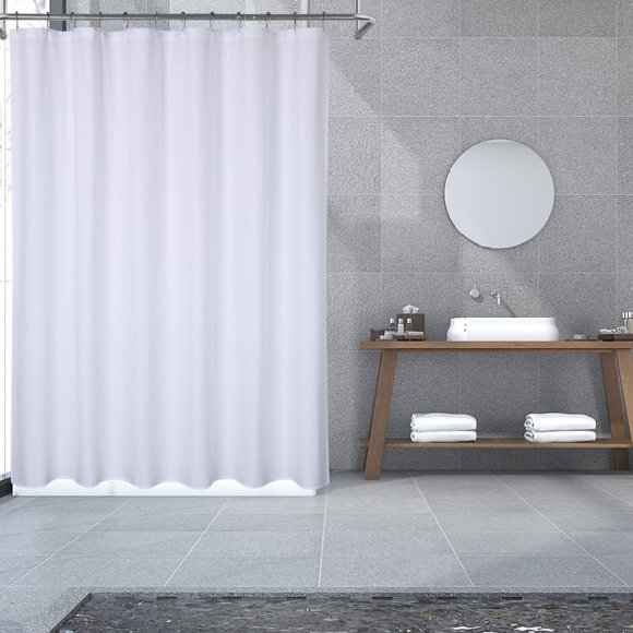 EcoSummer White Shower Liner for Bathroom, 72" x 78" Long Shower Curtain – Waterproof Soft Microfiber Fabric with Buttonholes, Wrinkle-Free, Weighted Hem, White