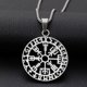 thumbnail image 2 of Vegvisir Viking Rune Necklace Stainless Steel For Men Fashion Silver Color Lucky Amulet Round Pendant Jewelry Gift, 2 of 5