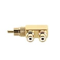 thumbnail image 2 of RCA Male to 2 RCA Female Connector Stereo Audio Video Adapter Coupler Gold-plated Brass 3Pcs, 2 of 3