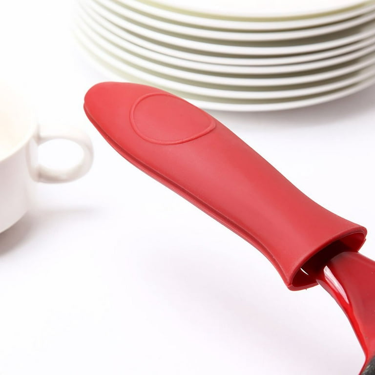 Silicone Hot Handle Holder,Premium Cast Iron Handle Cover,Potholder for Cast Iron Skillets, Red Heat Protecting Silicone Handle for Lodge Cast Iron