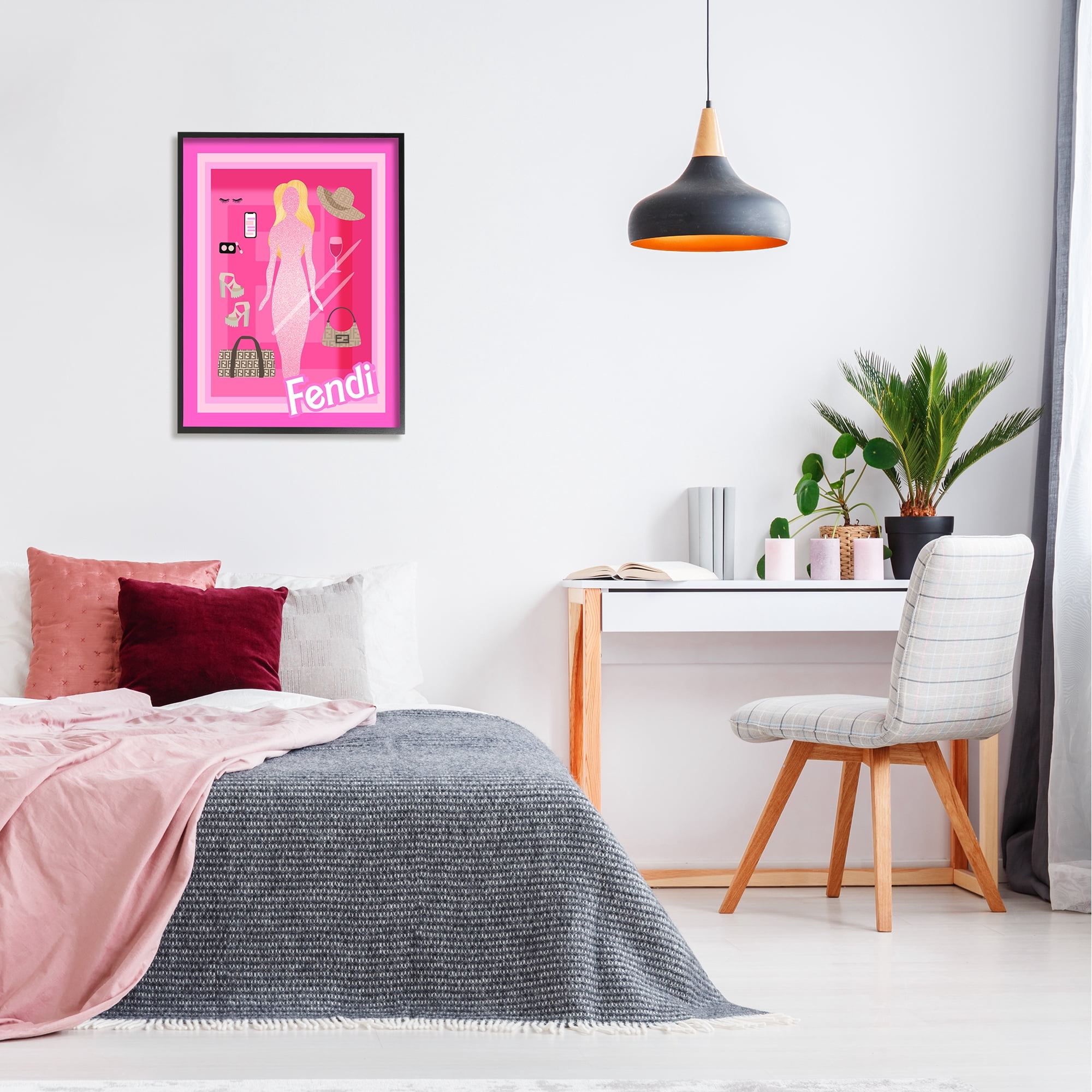 Stupell Industries Glam Brand Fashion Doll Beauty & Fashion Painting Black Framed Art Print Wall Art, 24 x 30