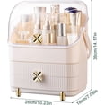 thumbnail image 2 of Preppy Skincare Organizers Makeup Organizer Holder Cosmetic Storage Box Display Case 3 Tiers Dust Free Cover Portable Handle 2 Rroomy Drawers Gift Great For Bathroom Countertop Dresser Ivory White, 2 of 6