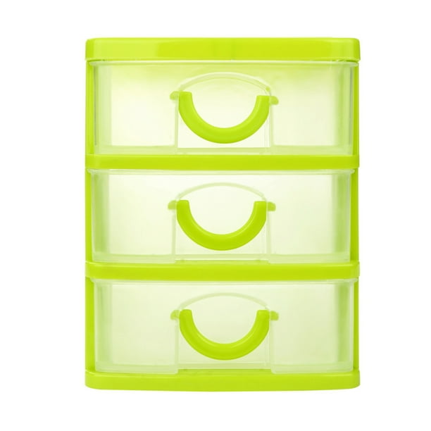 Uuiauoio 3-Layer Clear Desk Organizer with Drawers Versatile Desktop Storage Box for Office Supplies Makeup Jewelry Compact Plastic Drawer Cabinet 5.12X3.54X4.53 Inches