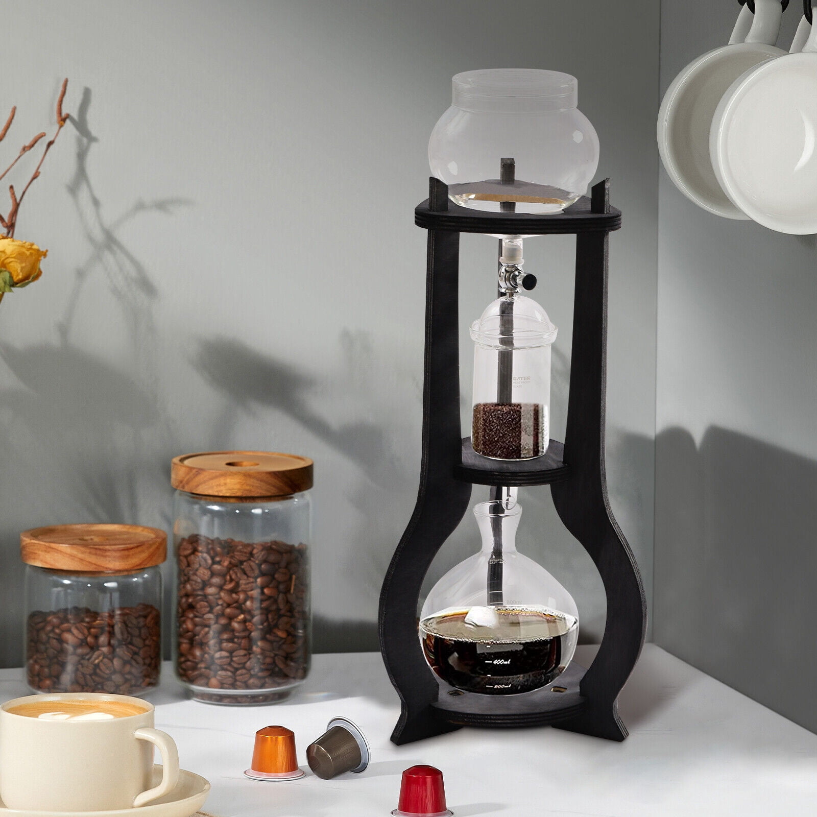 Gray Manual Cold Brew Iced Drop Tower Coffee Maker High Borosilicate Glass 6-8 cup