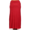 thumbnail image 3 of Women's Plus Size High Waist Foldable Elastic Band Relaxed Fit Solid Maxi Skirt, 3 of 6